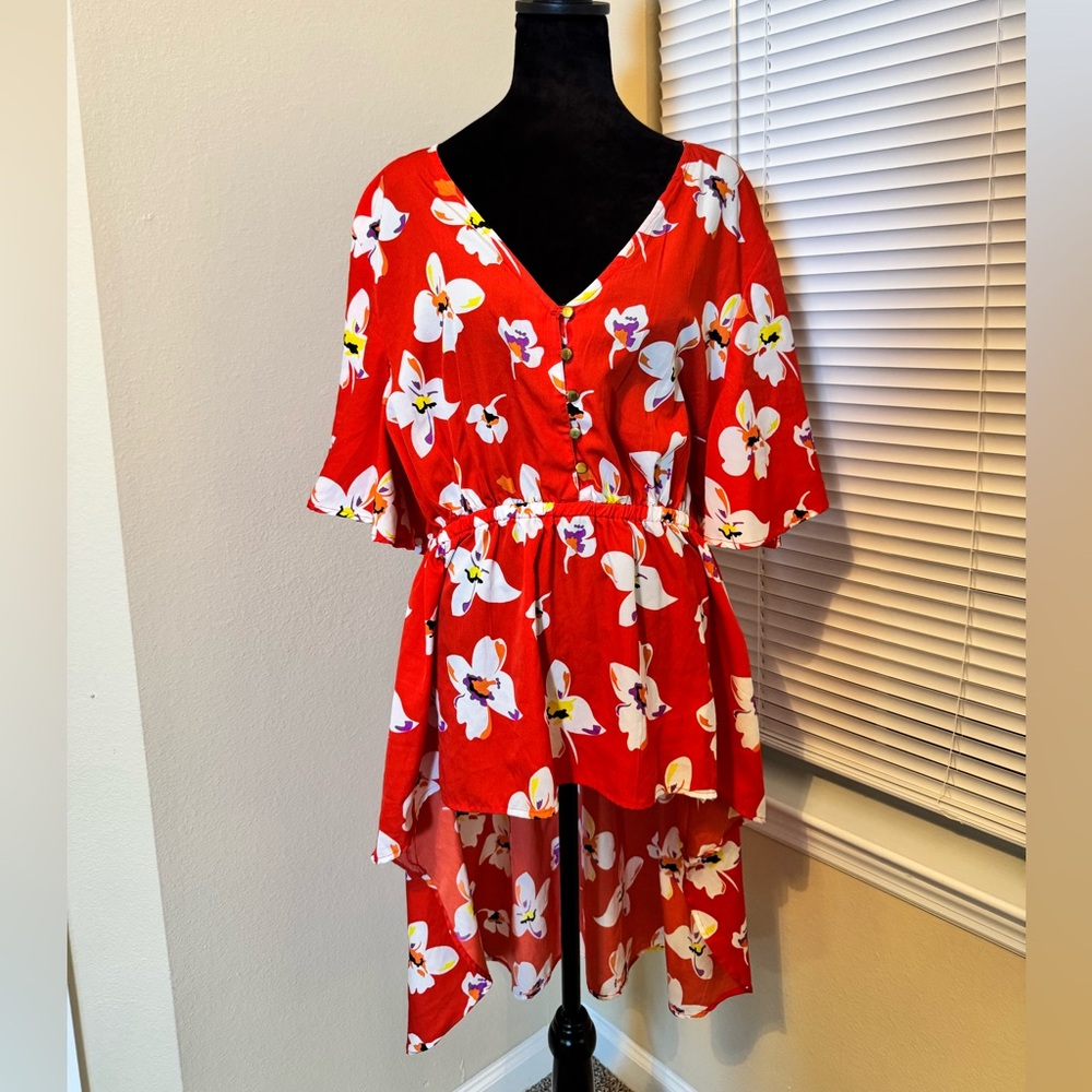 True Destiny dark Orange Floral Blouse